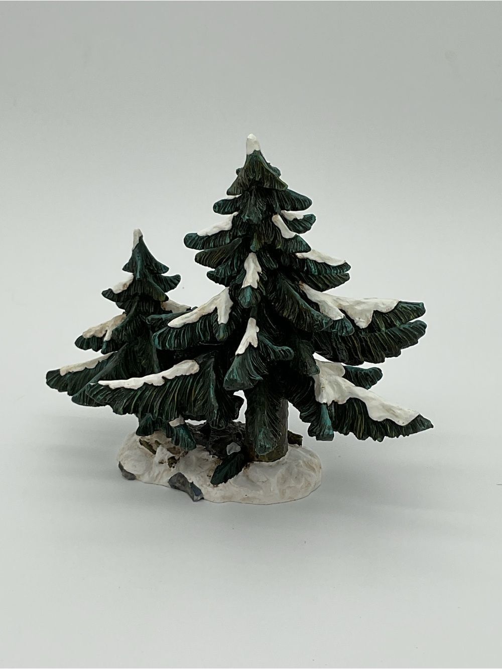 Carole Town Snowy Pine Double Tree Figurine